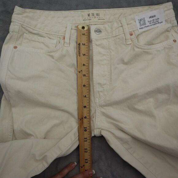 We The Free Pants Womens 28 Ivory Denim Straight Leg Mid Rise Casual Jeans - Picture 6 of 14